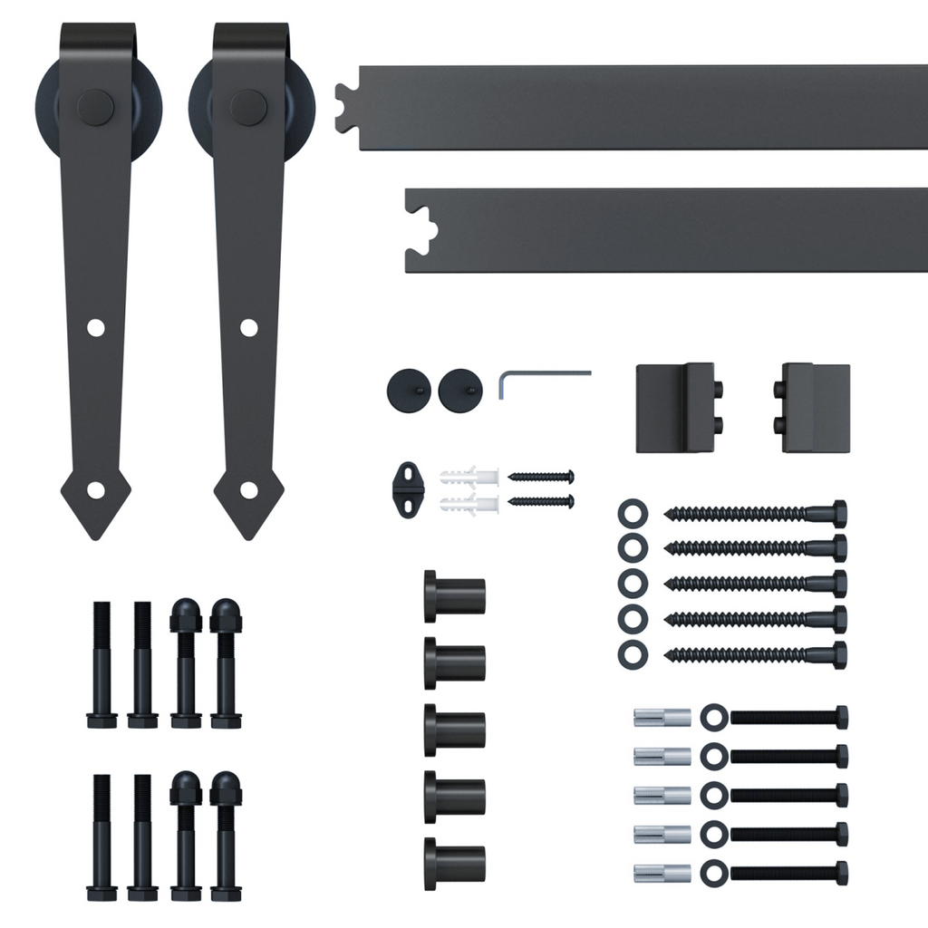 6ft 1.8m Sliding Wood Barn Door Stainless Steel Set Carbon Kits