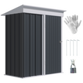 Small Garden Shed, Steel Lean-to Shed for Bike with Adjustable Shelf, Lock, 5x3