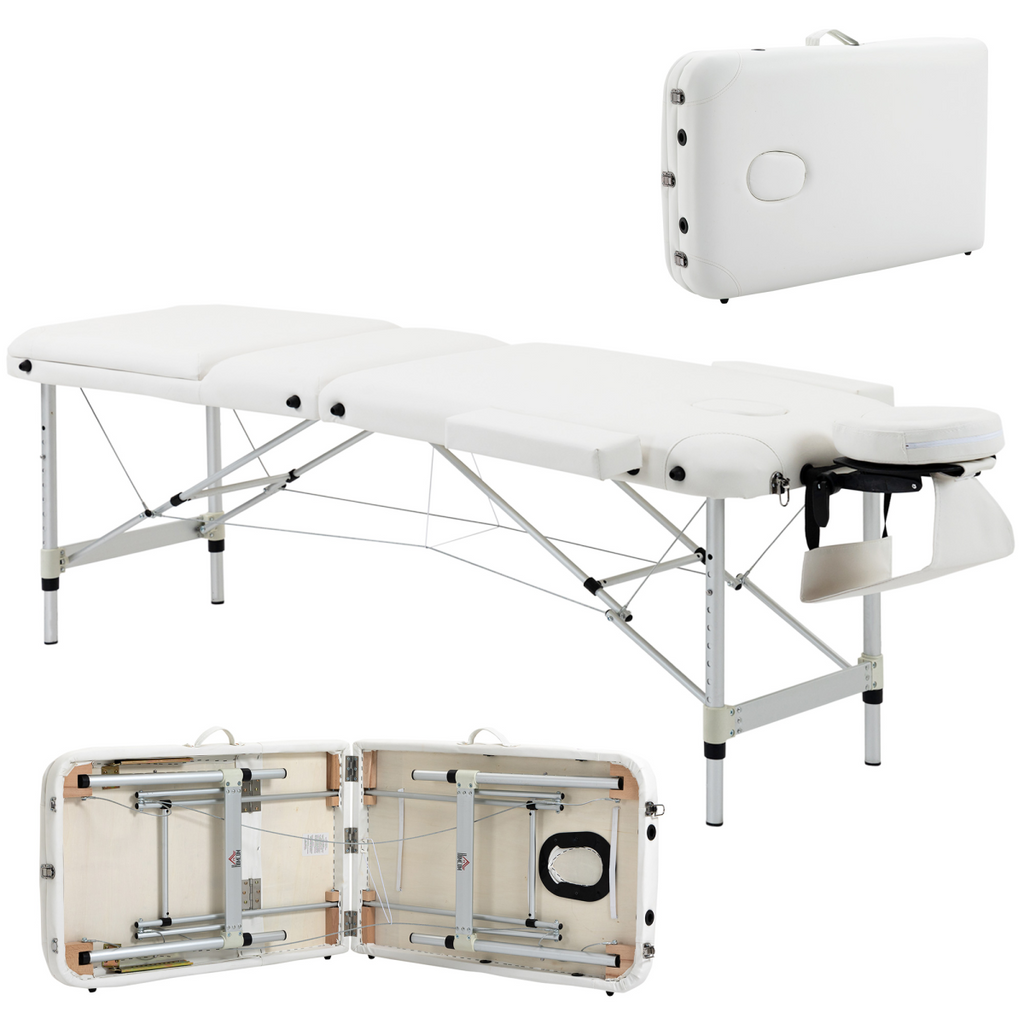 HOMCOM Folding PVC Leather Massage Table Aluminium Frame with Headrest