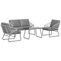 Outsunny 4 Piece Rattan Garden Furniture Set with Cushions, Grey