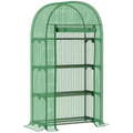80x49x160cm Mini Greenhouse with Storage Shelf, Roll-Up ZipDoorPE Cover, Green