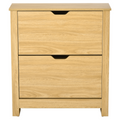 12-Shoe Storage Cabinet 4 Shelves 2 Drawers Tabletop 4 Legs Brown