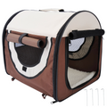 Folding Fabric Soft Pet Crate Dog Cat Travel Carrier Cage Kennel House Brown