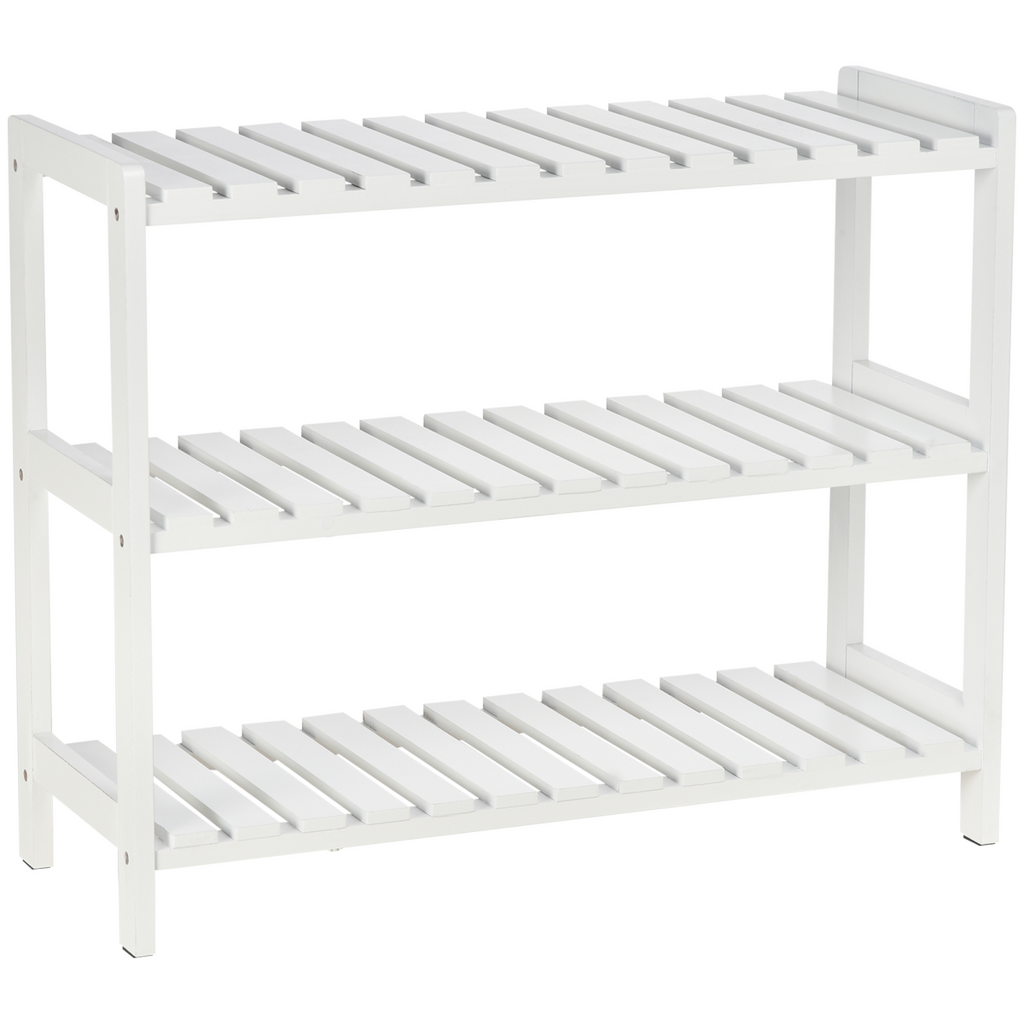 3-Tier Shoe Rack Wood Frame Open Hygienic Storage 57x70cm