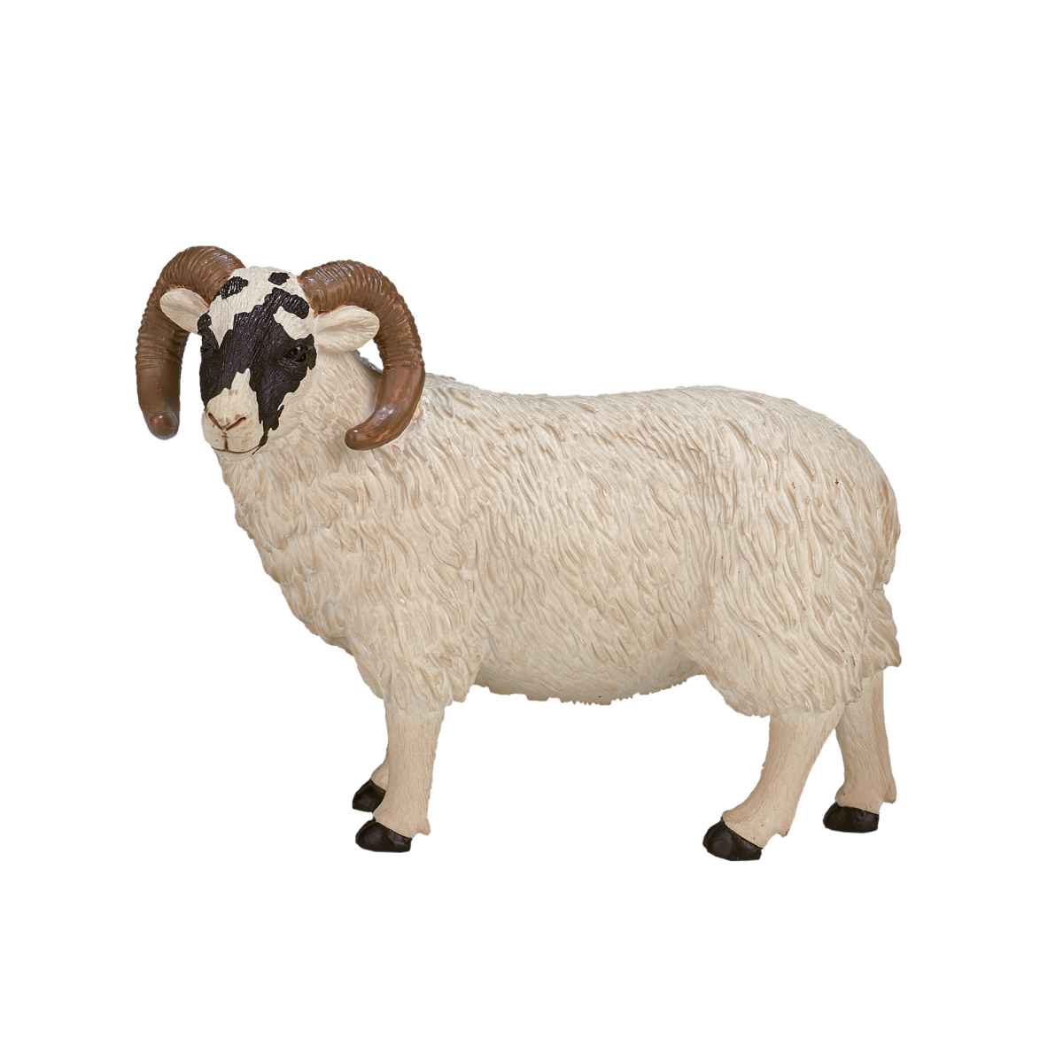 Black-Faced Sheep Ram Toy  Realistic Farm Animal Figurine