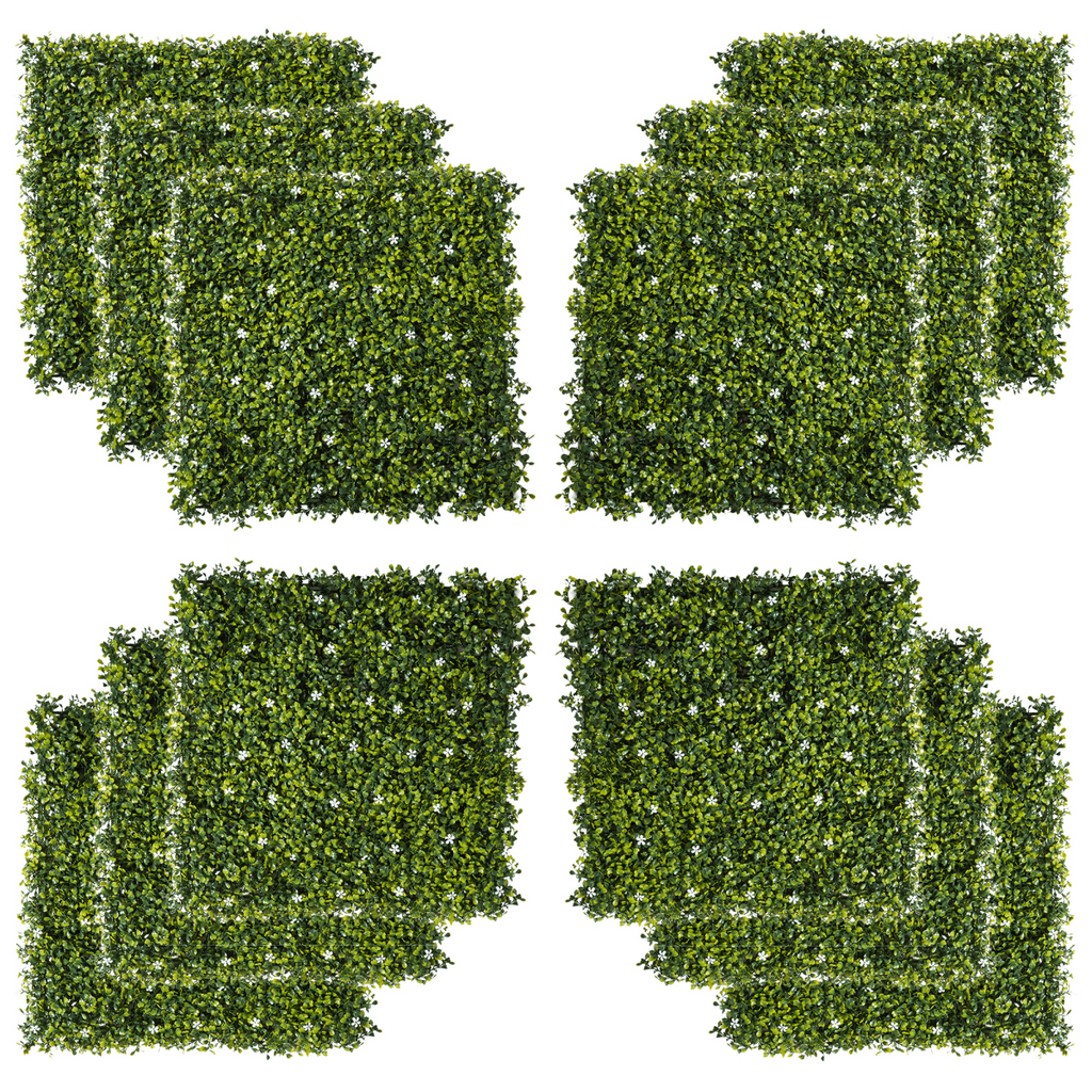 12PCS Artificial Boxwood Wall Panels 20" x 20" Grass Screen Milan Grass