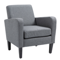 Linen Modern-Curved Armchair Accent Seat with Thick Cushion Wood Legs Grey