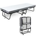 Folding Bed with 10cm Mattress, Portable Foldable Guest Bed Metal Frame