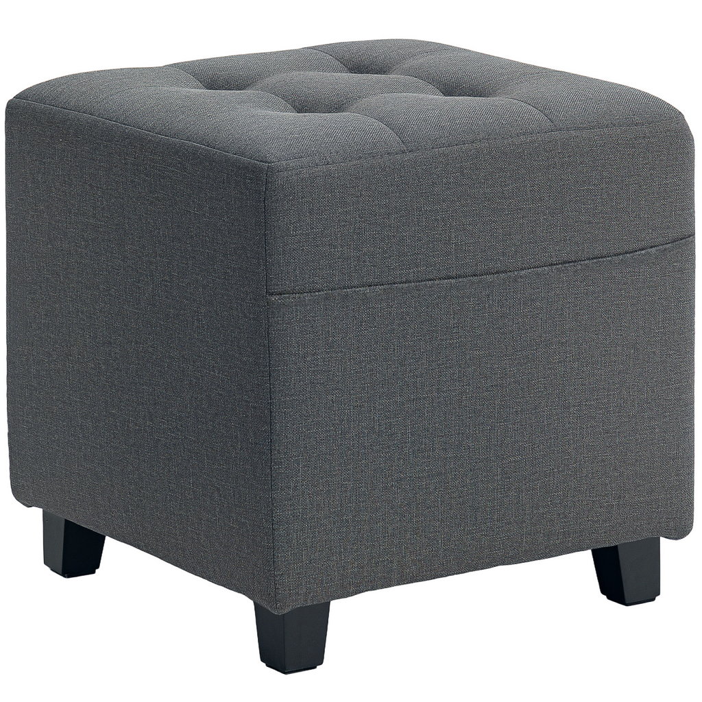 HOMCOM Small Footstool Square Ottoman with Padded Seat for Living Room Grey