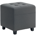 HOMCOM Small Footstool Square Ottoman with Padded Seat for Living Room Grey