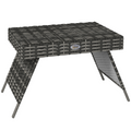 Outsunny Foldable Outdoor Coffee Table, Metal Frame Rattan Side Table, Grey