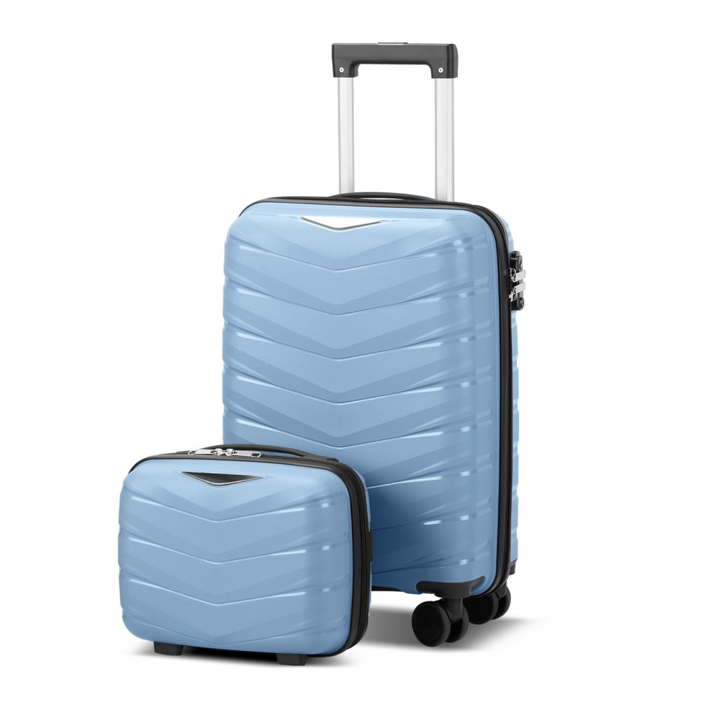 V-shaped stripes 2-piece set with PP handbag PP trolley case 14in 20in PP iron