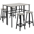 6-Piece Bar Table Set, 2 Breakfast Tables with 4 Stools,Grey