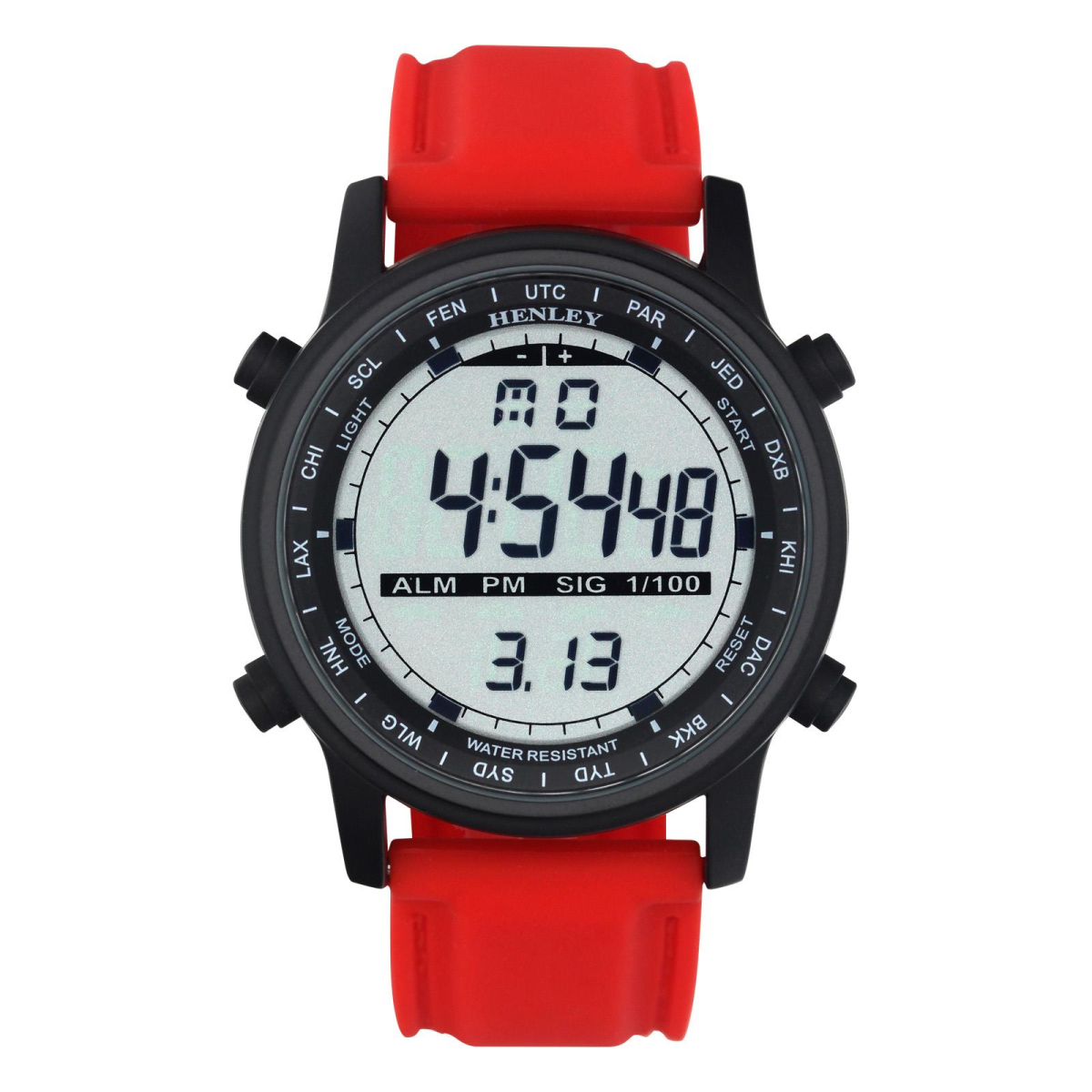 Henley Men's Digital Black Dial Rubber Strap Watch Red HDG038.10