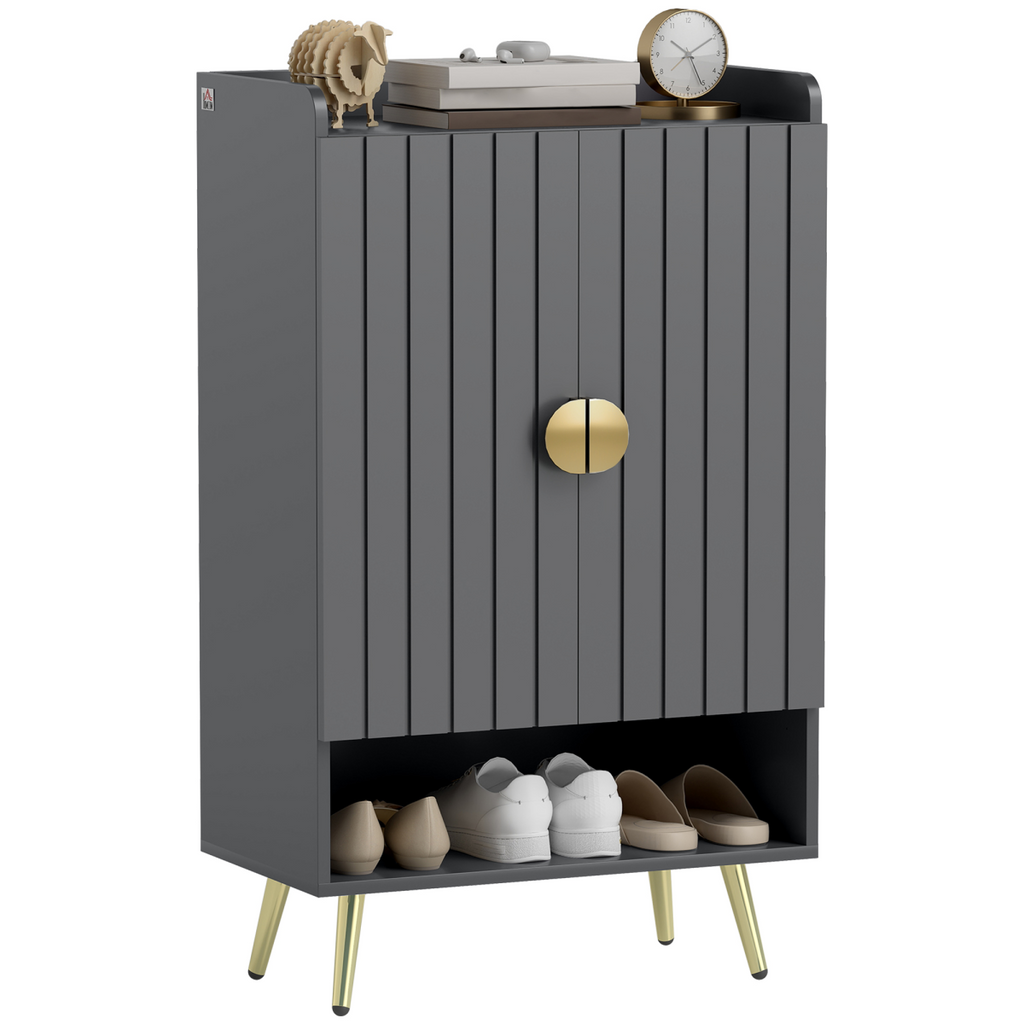 Modern Hallway Shoe Cupboard w/ Open Compartment Adjustable Shelf for Entryway