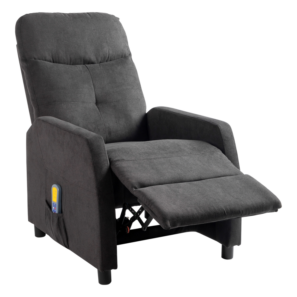 Fabric With 6-Point Massage Heating Function Electric Recliner Black