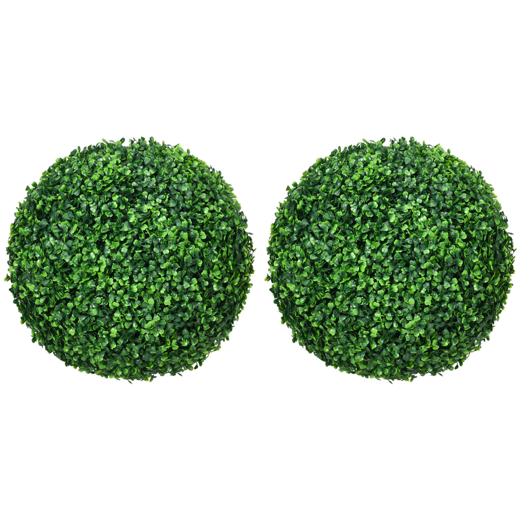 HOMCOM Set of 2 Artificial Topiary Balls Indoor Outdoor Faux Boxwood Balls