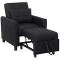 HOMCOM Folding Chair Bed, Sleeper Chair with Pillow, Side Pockets, Black