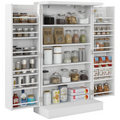 HOMCOM Kitchen Cupboard with Double Doors, 5-Tier Shelf, 12 Spice Racks, White