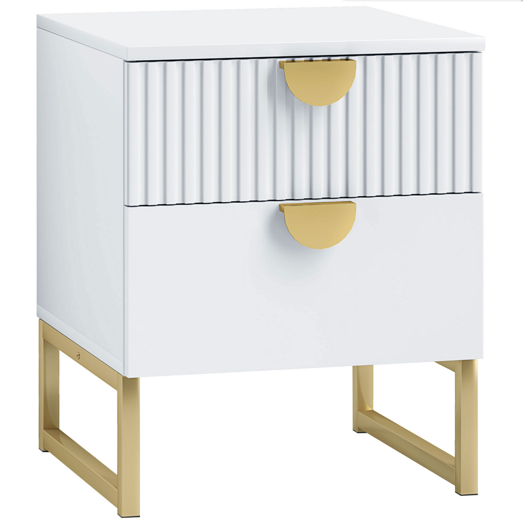 HOMCOM Bedside Table with 2 Drawers for Bedroom, Living Room, White