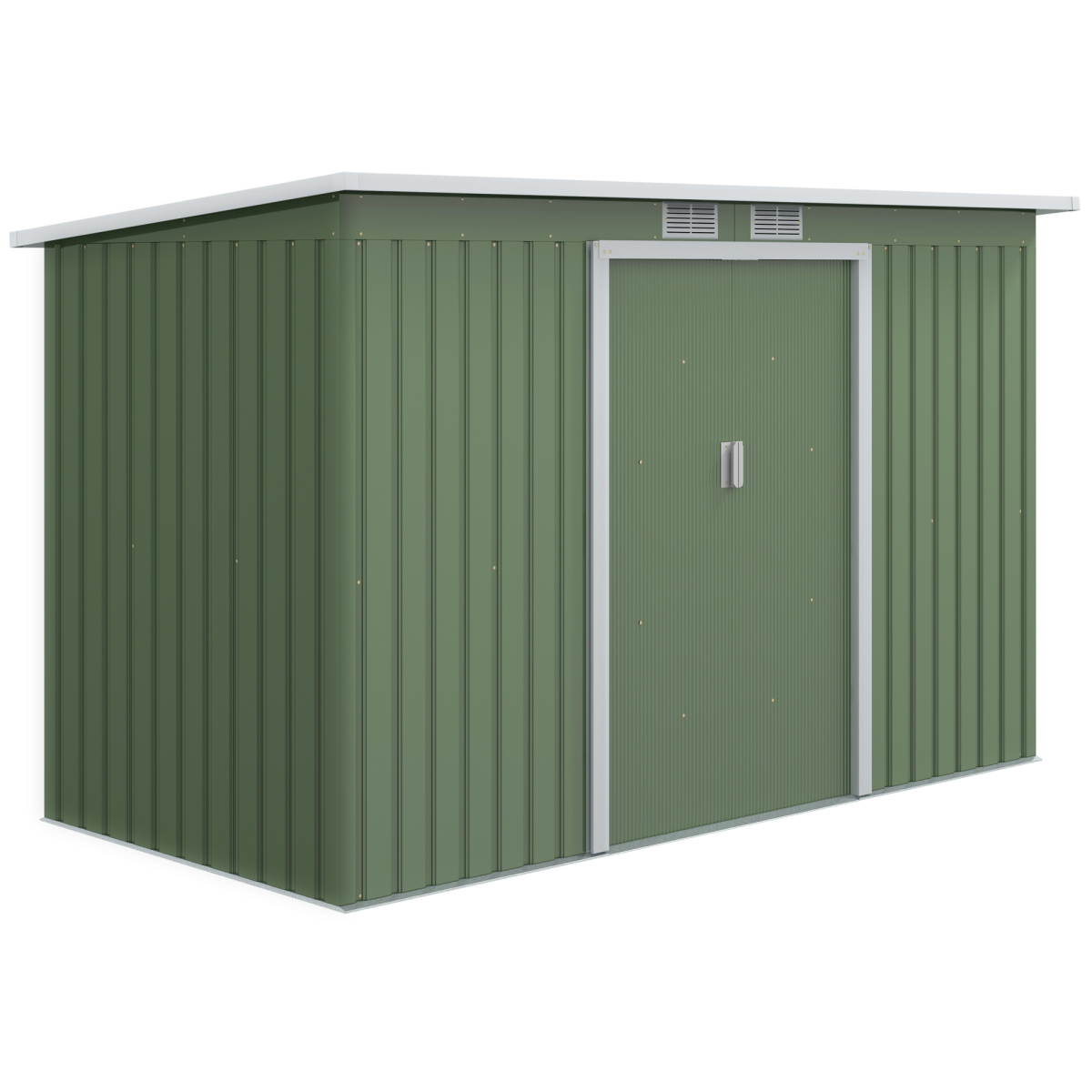 9ft x 4.25ft Corrugated Metal Shed  with Foundation Vent Doors Green