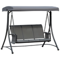 3 Seat Metal Fabric Backyard Patio Swing Chair with Canopy Top Outsunny