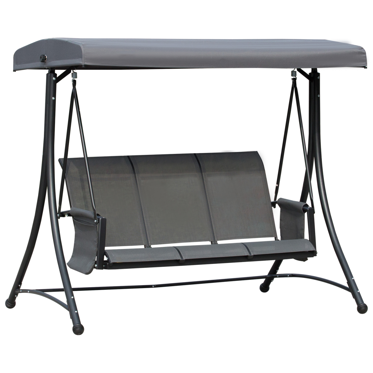 3 Seat Metal Fabric Backyard Patio Swing Chair with Canopy Top Outsunny