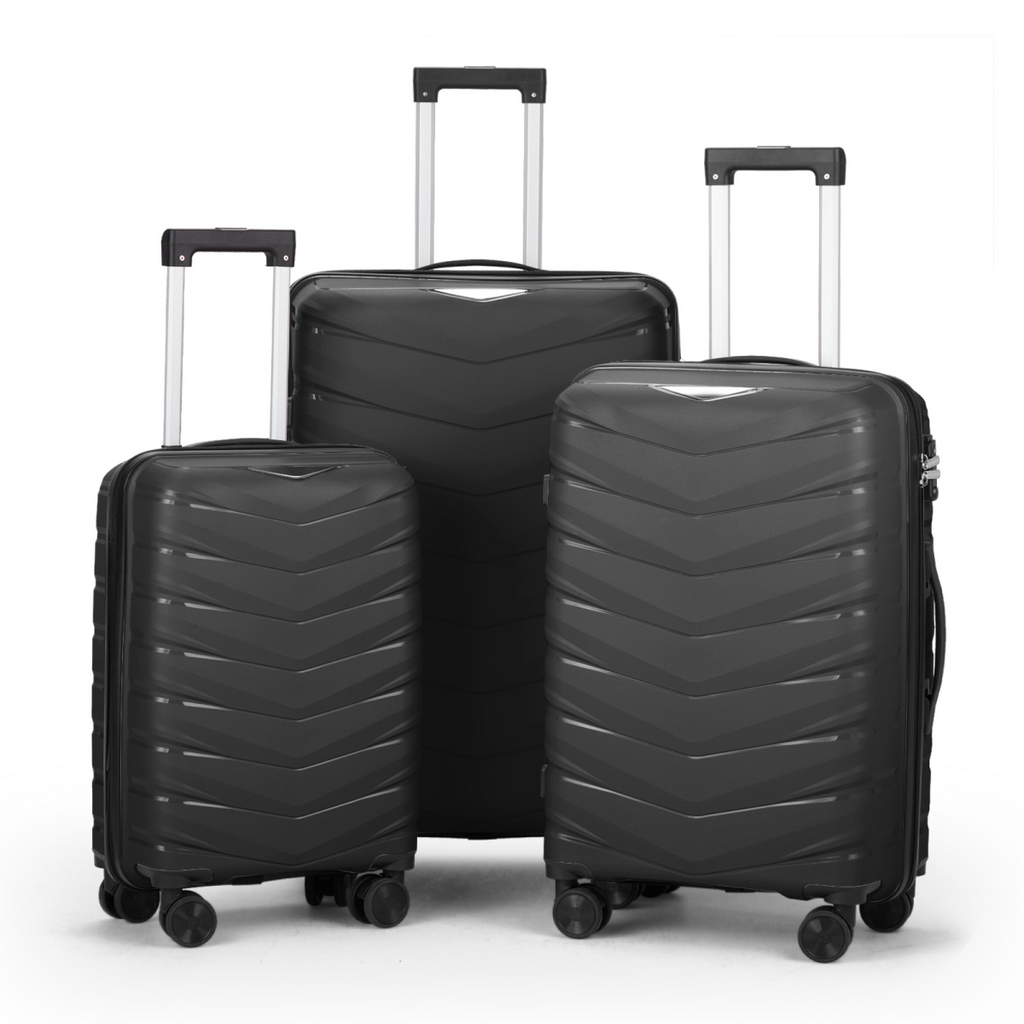 V-striped 3-in-1 PP trolley case 20in 24in 28in PP iron trolley classic color
