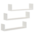 Set of 3 Wooden Floating Shelves Wall Mount CD DVD Display White HOMCOM
