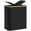 HOMCOM 80L Collapsible Laundry Hamper, Washing Basket for Bathroom, Black