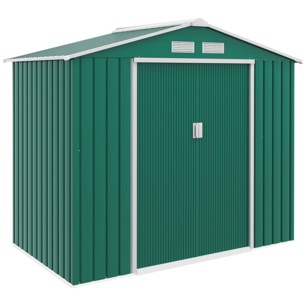 Outsunny Garden Shed Storage Unit w/Locking Door Floor Foundation Vent Green