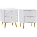 HOMCOM 2-Piece Bedside Tables Set with 2 Drawers for Bedroom, White