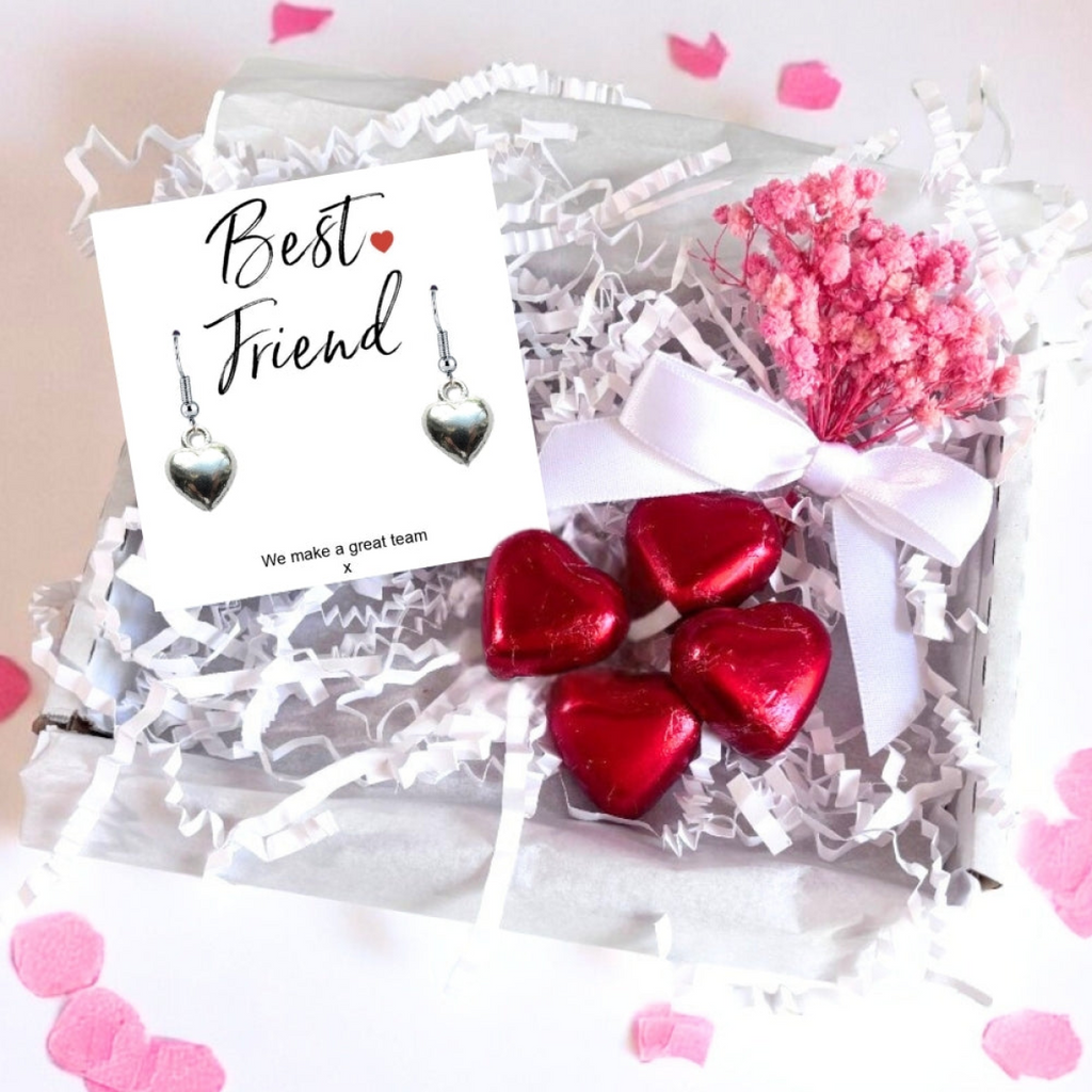 Best Friend Mini Gift Hamper with Silver Heart Earrings