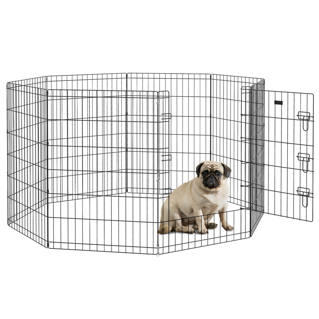 PawHut 8-Panel DIY Dog Pen with Door for Indoor/Outdoor Use, 91cm High