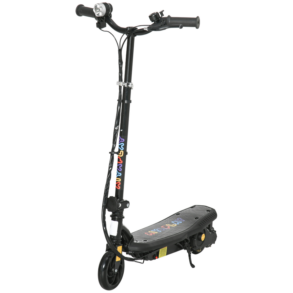 Folding Electric Scooter E-Scooter with LED Headlight, for Ages 7-14 Years - Black