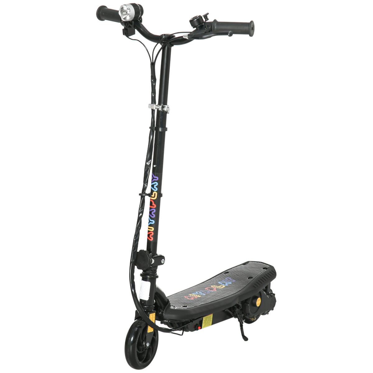 Folding Electric Scooter E-Scooter with LED Headlight, for Ages 7-14 Years - Black