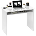 HOMCOM Computer Desk Writing Table Study Workstation Storage High Gloss White