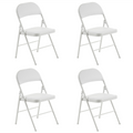 【Old Code：33292149】4pcs Elegant Foldable Iron & PVC Chairs for Convention & Exhibition White