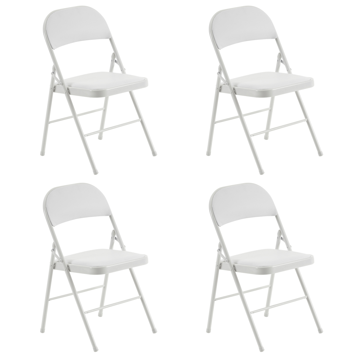 【Old Code：33292149】4pcs Elegant Foldable Iron & PVC Chairs for Convention & Exhibition White