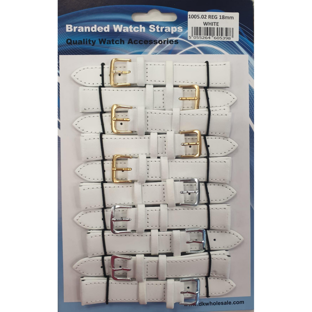 Leather White Watch Straps Pk10 Size 18mm 1005.02