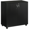 2-Tier Locking Office Storage Cabinet File Organisation w/ 2 Keys Black HOMCOM