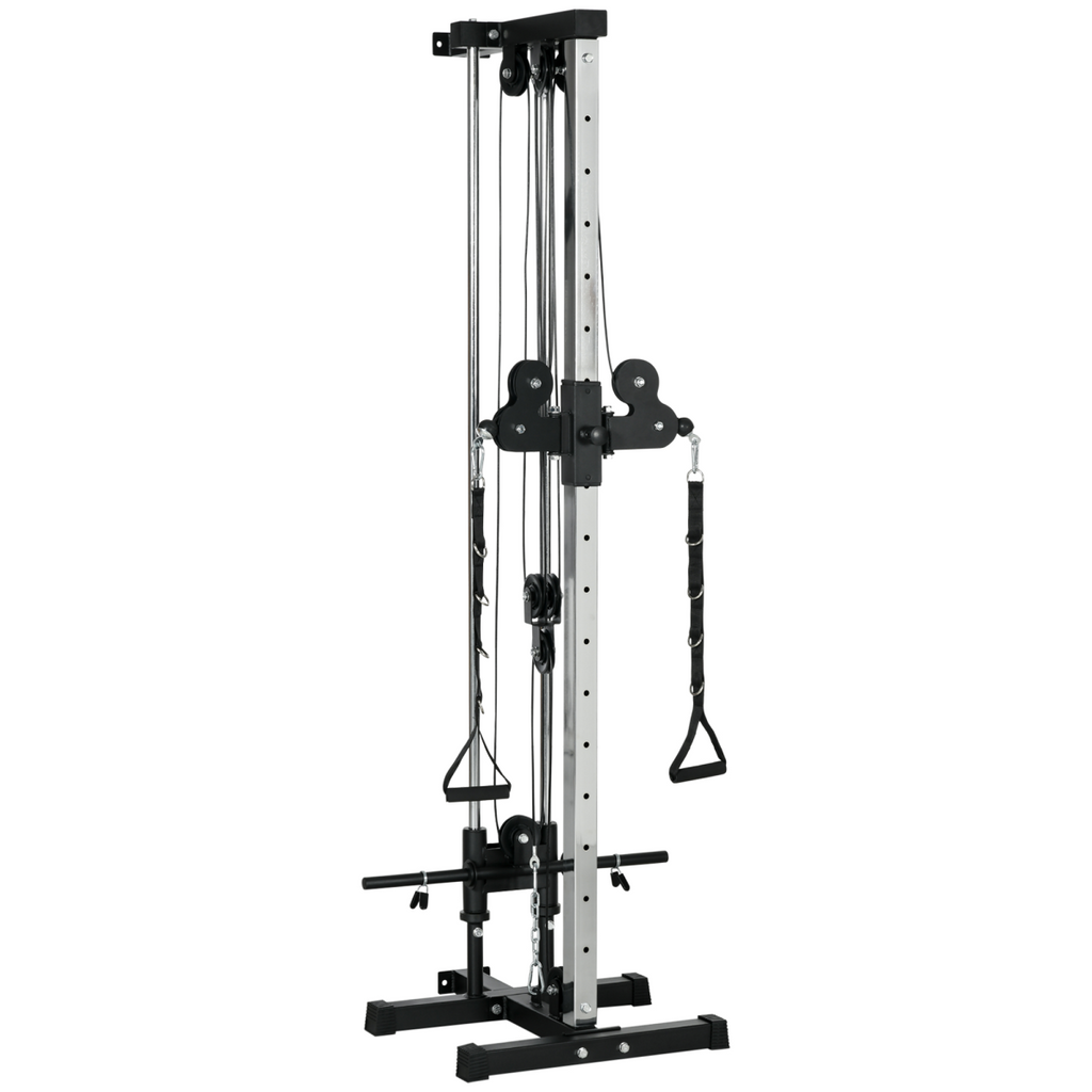 SPORTNOW Wall Mount Cable Station with 15 Positions Adjustable Dual Pulleys