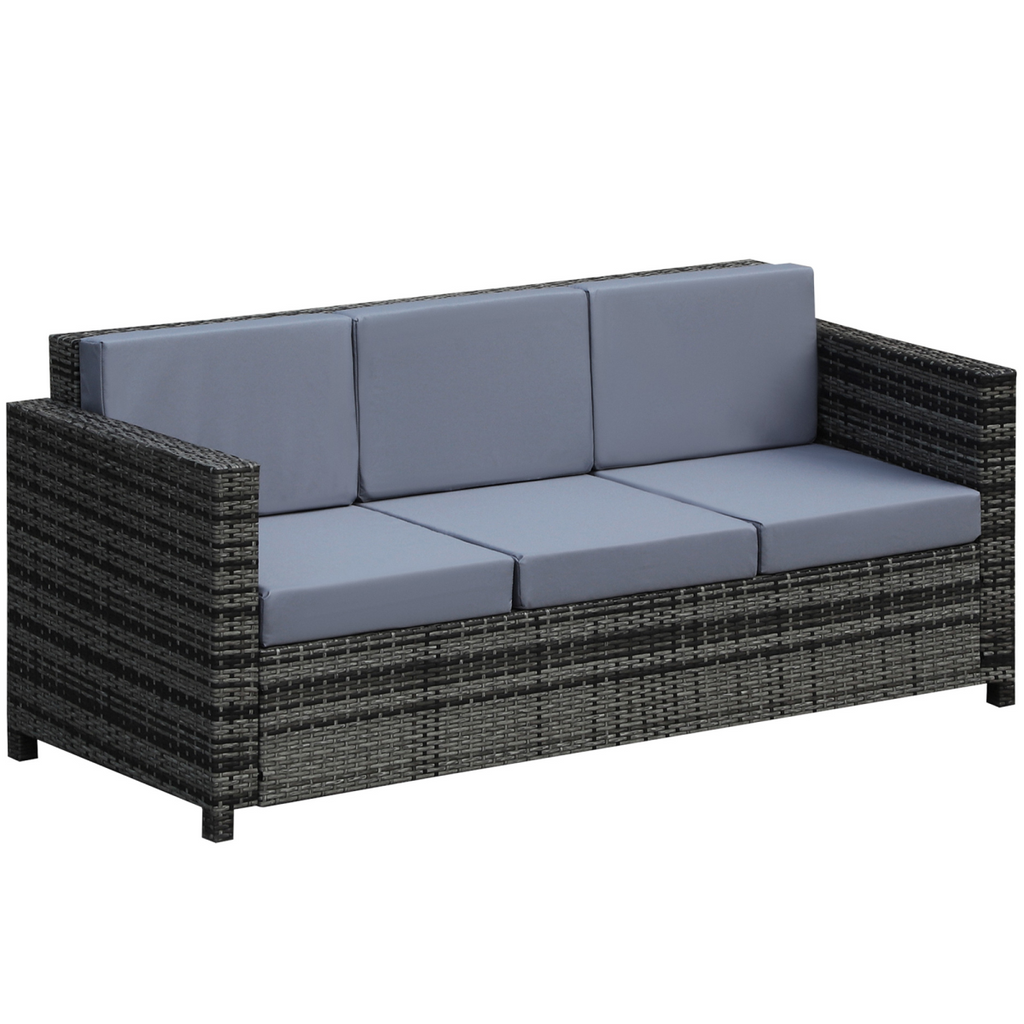 3-Seater Weather Resistant Outdoor Garden Rattan Sofa Grey
