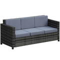 3-Seater Weather Resistant Outdoor Garden Rattan Sofa Grey