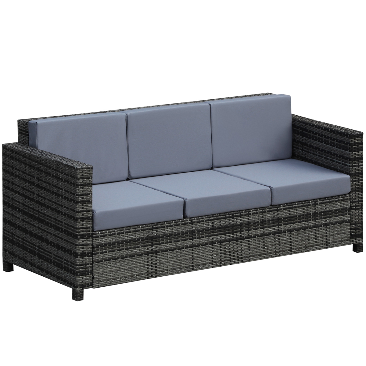 3-Seater Weather Resistant Outdoor Garden Rattan Sofa Grey