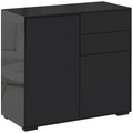 Side Cabinet with 2 Door Cabinet and 2 Drawer for Home Office Black