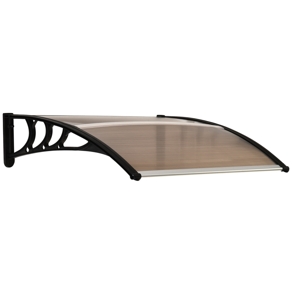 75 L x 120 W x 23 H cm Brown Polycarbonate Curved Awning w/ Black Bracket