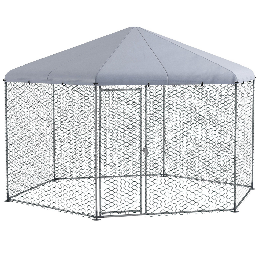 PawHut Walk in Chicken Run with Cover for 10-15 Chickens, Hens, Rabbits, Ducks