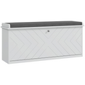 HOMCOM Shoe Bench with Flip Drawer, Cushion, 10 Pairs for Entryway White