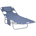 Outsunny Beach Chaise Lounge Portable Adjustable Backrest with Face Cavity Grey